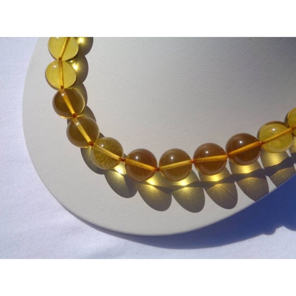 100% Genuine Baltic Amber Necklace, Round Gemstone Amber Bead 13 mm 43.2 gr - Picture 5 of 6